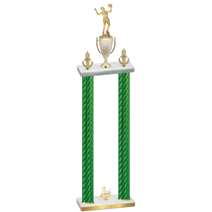 Double Green Carbon Fiber Third Place Volleyball Trophy