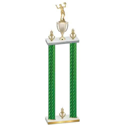 Double Green Carbon Fiber Victory Volleyball Trophy