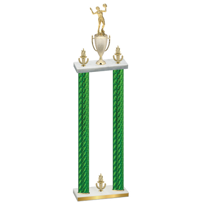 Double Green Carbon Fiber Victory Volleyball Trophy