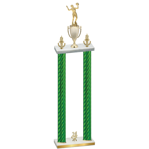 Double Green Carbon Fiber Year Volleyball Trophy