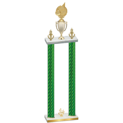 Double Green Carbon Fiber Fourth Place Volleyball Trophy