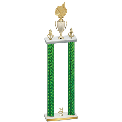 Double Green Carbon Fiber Year Volleyball Trophy