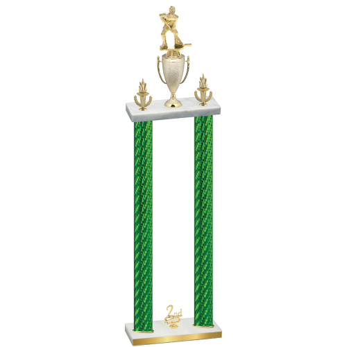 Double Green Carbon Fiber Second Place Hockey Trophy