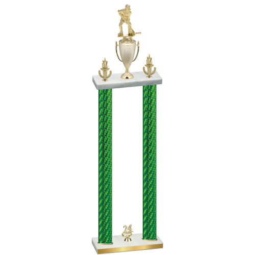Double Green Carbon Fiber Year Hockey Trophy
