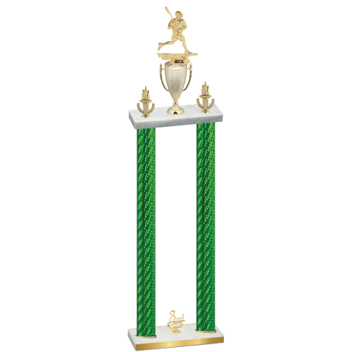 Double Green Carbon Fiber Third Place Lacrosse Trophy