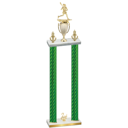 Double Green Carbon Fiber Second Place Lacrosse Trophy