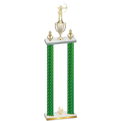 Double Green Carbon Fiber Fourth Place Archery Trophy