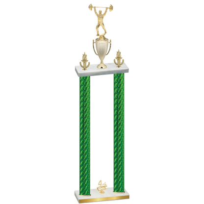 Double Green Carbon Fiber Fourth Place Weights Trophy