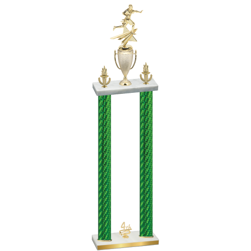 Double Green Carbon Fiber Fourth Place Flag Football Trophy