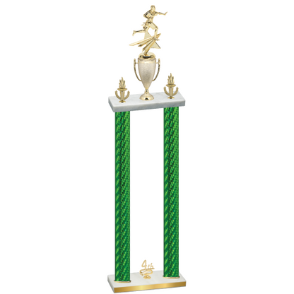 Double Green Carbon Fiber Fourth Place Flag Football Trophy