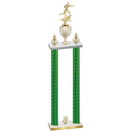 Double Green Carbon Fiber Year Flag Football Trophy