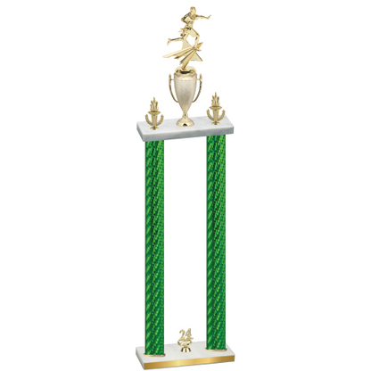 Double Green Carbon Fiber Year Flag Football Trophy