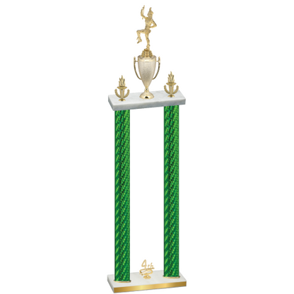 Double Green Carbon Fiber Fourth Place Majorette Trophy