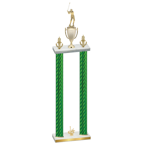 Double Green Carbon Fiber First Place Golf Trophy