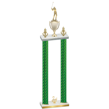 Double Green Carbon Fiber Second Place Golf Trophy