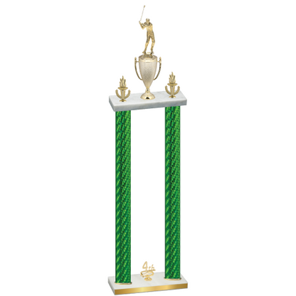 Double Green Carbon Fiber Fourth Place Golf Trophy