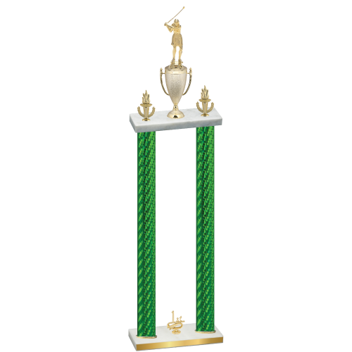Double Green Carbon Fiber First Place Golf Trophy