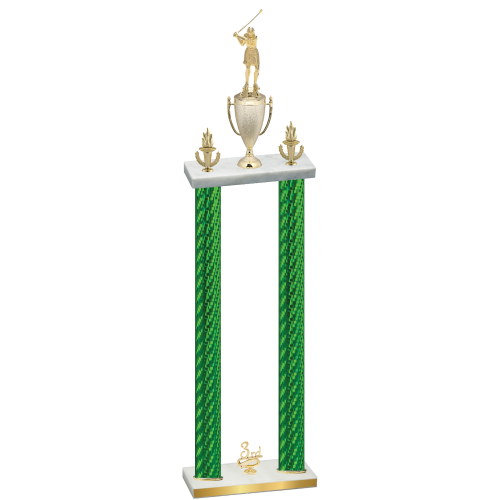 Double Green Carbon Fiber Third Place Golf Trophy