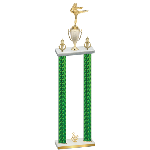 Double Green Carbon Fiber Third Place Karate Trophy