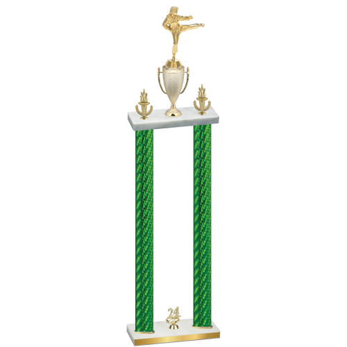 Double Green Carbon Fiber Year Karate Trophy