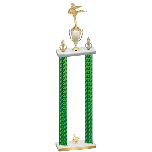 Double Green Carbon Fiber Third Place Karate Trophy