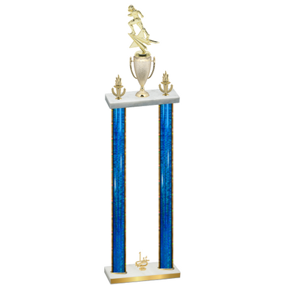 Double Blue Glacier First Place Football Trophy