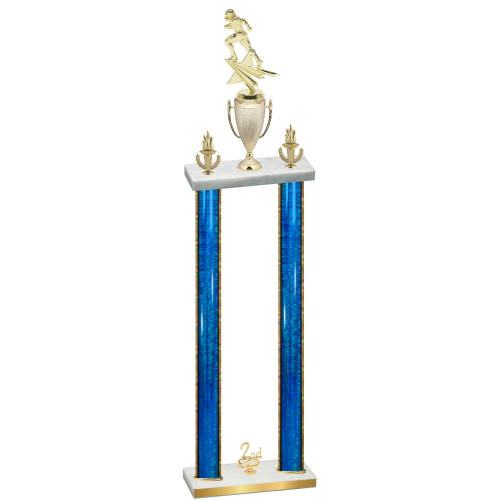 Double Blue Glacier Second Place Football Trophy