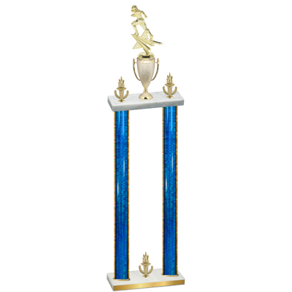 Double Blue Glacier Victory Football Trophy