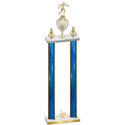 Double Blue Glacier Third Place Soccer Trophy