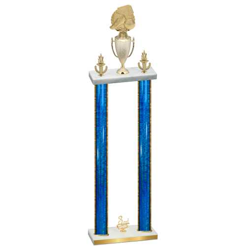 Double Blue Glacier Third Place Soccer Trophy