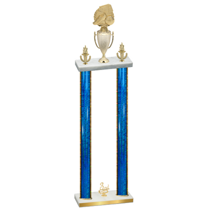 Double Blue Glacier Third Place Soccer Trophy