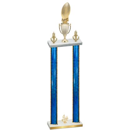 Double Blue Glacier Fourth Place Football Trophy