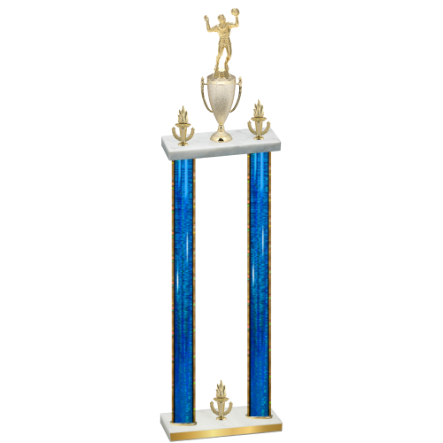 Double Blue Glacier Victory Volleyball Trophy
