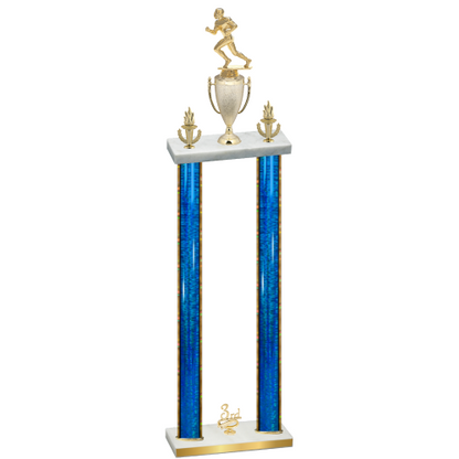 Double Blue Glacier Third Place Football Trophy