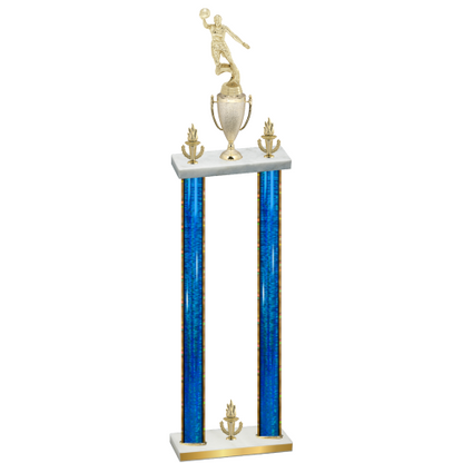 Double Blue Glacier Victory Basketball Trophy