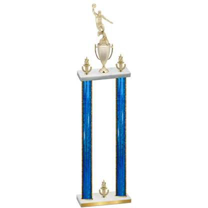 Double Blue Glacier Victory Basketball Trophy