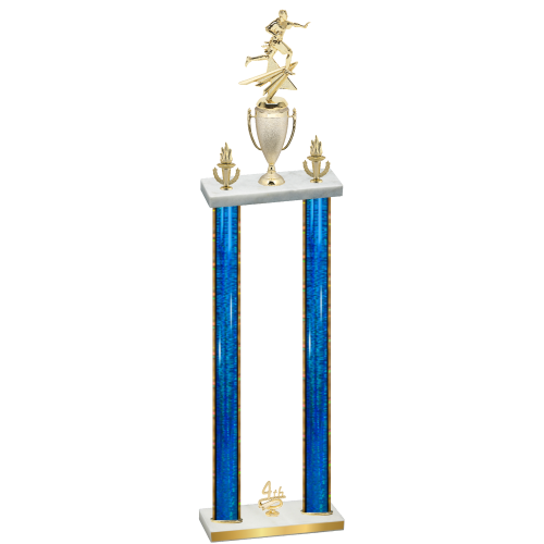 Double Blue Glacier Fourth Place Flag Football Trophy