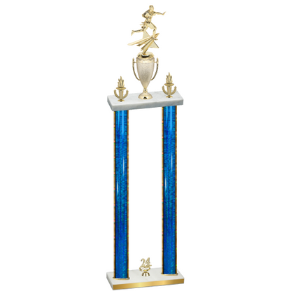 Double Blue Glacier Year Flag Football Trophy