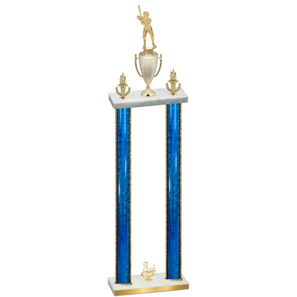 Double Blue Glacier Third Place Baseball Trophy