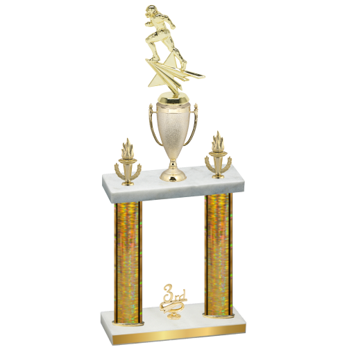 Double Gold Glacier Third Place Football Trophy