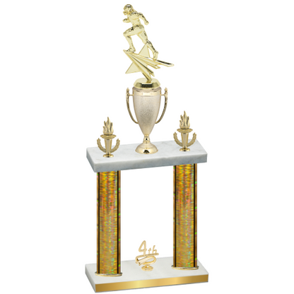 Double Gold Glacier Fourth Place Football Trophy