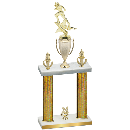 Double Gold Glacier Year Football Trophy