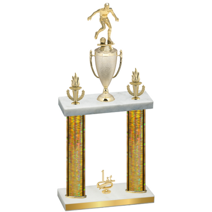 Double Gold Glacier First Place Soccer Trophy