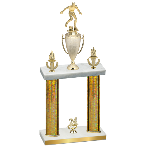 Double Gold Glacier Year Soccer Trophy