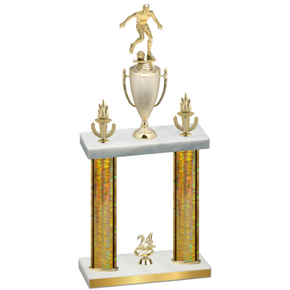 Double Gold Glacier Year Soccer Trophy