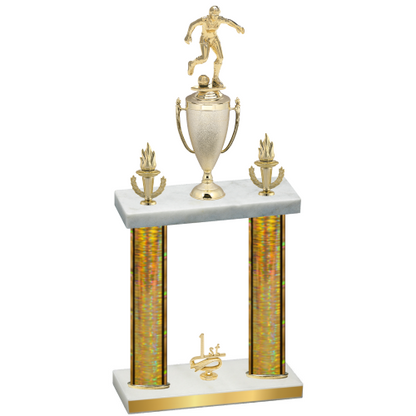 Double Gold Glacier First Place Soccer Trophy