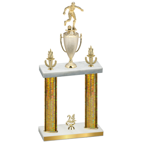 Double Gold Glacier Year Soccer Trophy