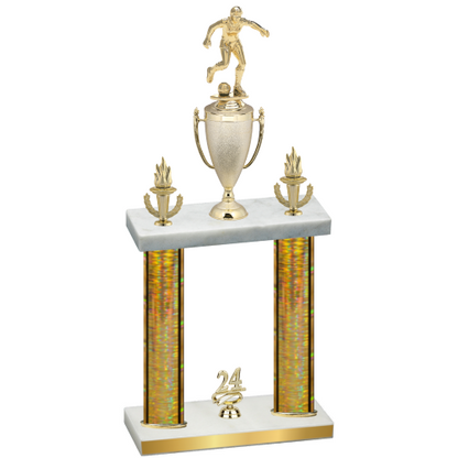 Double Gold Glacier Year Soccer Trophy