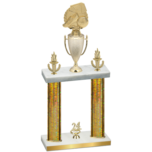 Double Gold Glacier Year Soccer Trophy