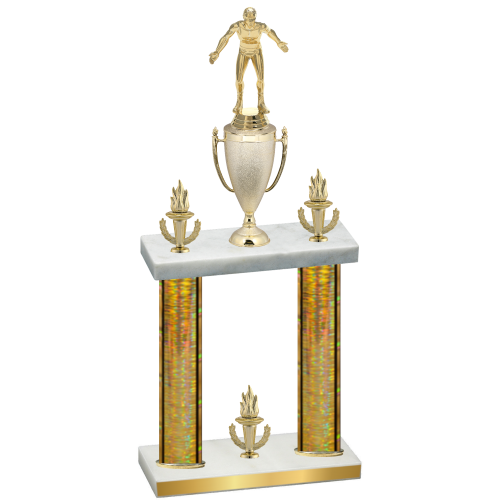 Double Gold Glacier Victory Wrestling Trophy
